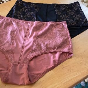 Valentina Two-Pack Lace High-Waist Briefs in Mauve and Black